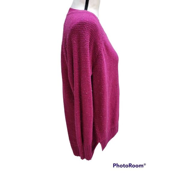 Old Navy Sz LP Textured Stitched Boat Neck Sweater Fushia Tunic - Picture 4 of 7